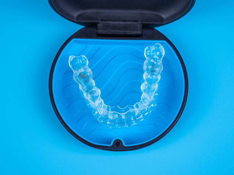 Invisalign clear aligners in their case